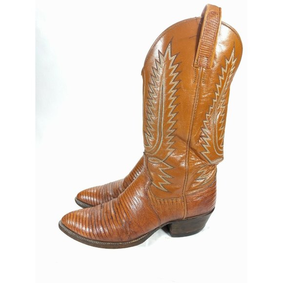 DAN POST 6836 Tan Brown Lizard Reptile Rodeo 9 - Picture 1 of 12